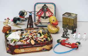 Lot 112 - Lot of Vintage Toys & Japanese Tin Toys incl Tin Toy Windmill w Bi
