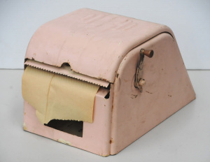 Lot 115 - Vintage c1950s pink metal 'Towlsaver' Paper Roll Dispenser - wall moun