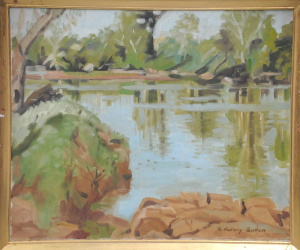 Lot 131 - Rosalind Havey-Sutton (Buley) (1920 - ) Framed oil Painting - Reflecti