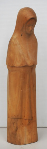 Lot 138 - Artist Unknown - Carved Blondwood Figure of Mary, signed Z M to base -