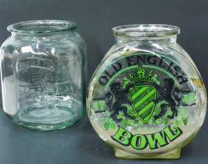 Lot 144 - 2 x Vintage Glass Jars inc Old English Bowl (af) 28cm H & Peanuts