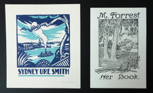 Lot 188 - 2 x Sydney Ure Smith pieces - colour woodblock bookplate designed by A