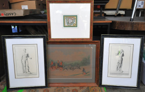 Group lot Framed Engravings & Restrikes - small 18th Engraved map of The Emp