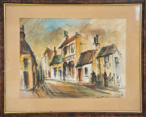 Walter Melton (Mel) Underwood (1907 - 1990) Framed Watercolour - Street Scene -