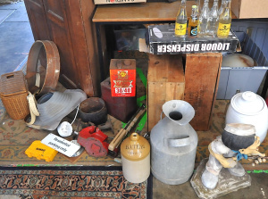 Lot 49 - Group Lot of Mixed Items incl Vintage Soft Drink Bottles, Mixed Tools,