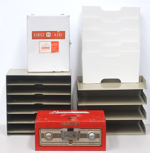 Lot 56 - Lot of Metal Items incl High Class Hand Safe made in Korea, First Aid W