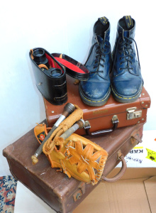 Lot 69 - Group of retro and vintage items inc Blue 8-Up Doc Martins (made in Eng