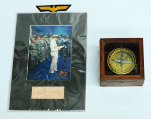 Lot 161 - 3 pces Military inc Signed Sir Thomas Blamey picture, German Sew embr