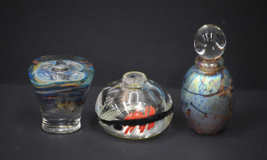 Lot 178 - 3 x Australian Art Glass Perfume Bottles inc Signed Pauline Delaney Cl
