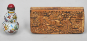 Lot 179 - Vintage Chinese Glass Snuff Bottle w Scenes of Butterflies & Small