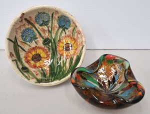 Lot 208 - 2 Modernist Bowls inc Murano Glass bowl - pinched sides Silver aventur