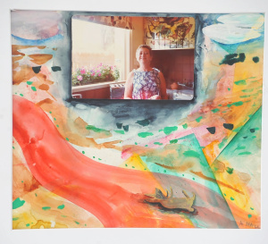 Anne Marie Hall (1945 - ) Mounted Gouache & Colour Photograph - Anne in The