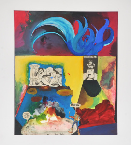 Anne Marie Hall (1945 - ) Mounted Mixed media Collage - Present for You, Creep!