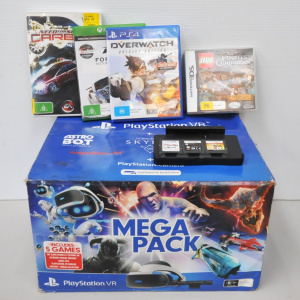 Lot of Assorted Video Games & Accessories incl Boxed PS4 VR Mega Pack, DS Ga