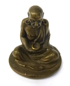 Small vintage heavy Bronze Buddha Figure - no marks sighted, 5cm H
