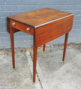 Lot 4 - 19th C Mahogany Dropside Table - long slender tapering legs w metal cast