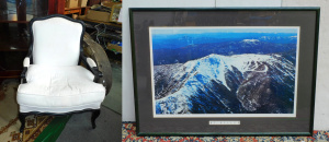 Lot 11 - 2 x pieces - Large framed Colour print of Mt Buller + Provincial style