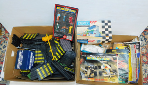 Lot 65 - Large group lot with 2 boxes with a boxed and unmade Scalextric Owner's