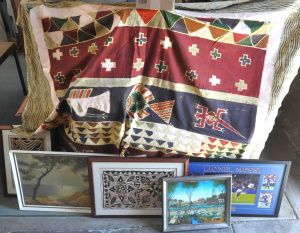 Lot 70 - Lot Pictures & Prints incl Pro Hart Print, African Tapa Cloth, Afri