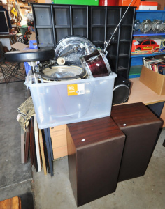 Lot 72 - 2 x Speakers AF, Percussion Branded Drum Kit in Parts & 2 x MetGo