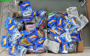 Lot 102 - Very large lot of 2 boxes of boxed and carded Hotwheels cars