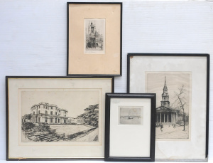 Lot 120 - 4 x Framed British Etchings - John Nicolson (1891 - 1951) 'Canons Hous