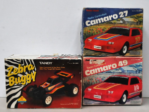 Lot 131 - 3 x Boxed RC Cars incl Tandy Zebra Buggy, Radioshack RC Camaro 49 &