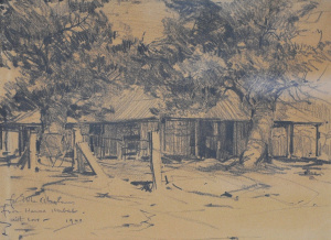 Lot 142 - Harold Brocklebank Herbet (1891 - 1945) Framed Pencil Drawing - Countr