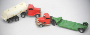 Lot 168 - Vintage pressed tin Tri-Ang Minic Toys articulated trucks inc Low-Load