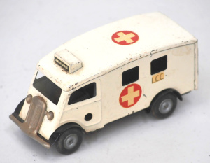 Lot 172 - Vintage Tri-Ang Minic Toys pressed tin Ambulance with clockwork drive