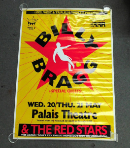 Lot 175 - Vintage Billy Bragg Australian tour poster 1m W x 14m H c1990s