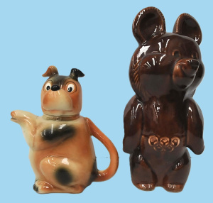 Lot 185 - 2 x ceramic Animal items - Misha The Bear 1980 Russian Olympics Mascot