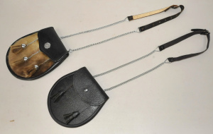 Lot 193 - 2 x Vintage Scottish Leather Sporrans - one with Faux Fur to front &am