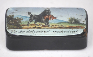 Lot 212 - c1860s Papier Mache Snuff Box - To be Delivered Immediut to lid with