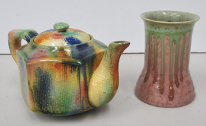 Lot 218 - 2 x pieces vintage 1930s Colourful Ceramics - Remued Australian Potter