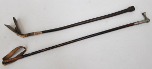 Lot 221 - 2 x Vintage Riding Crops - 1 woven leather they other w Fox Dispatcher