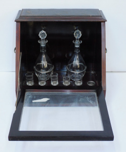 Lot 227 - Vintage glazed liqueur set with 2 decanters and 5 glasses - 31cm H - a