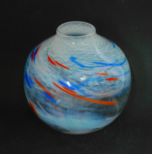 Lot 240 - Signed Britannia Creek Australian Art Glass Bowl - Clear with white, r