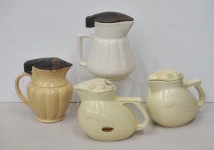 4 vintage ceramic Electric Jugs inc 2 x 1930s Nilsen Kookaburra one with ribbed
