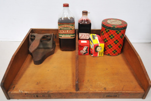 Lot 33 - Vintage office stationary and items inc jars of ink, boxed roll-over ca