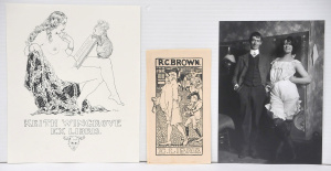Lot 51 - Norman Lindsay (1879 - 1969) 3 x pieces Ephemera - Ex Libris Bookplate