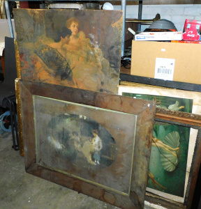 Lot 67 - Large group of vintage picture frames, glit and other, and prints (af)