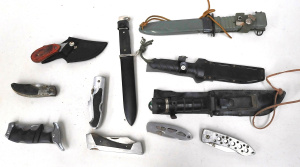 Lot 117 - Lot of Mixed Knives incl Survival Knife w Compass, Matches & Sharp