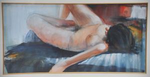 Lot 122 - Karlis Mednis (1910 - 1999) Large framed Watercolour - Reclining Nude