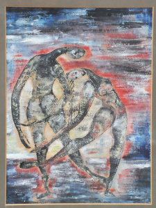 Lot 128 - Maurine Grose (Active c1950s - 70s) Framed Mixed media - The Dancers -