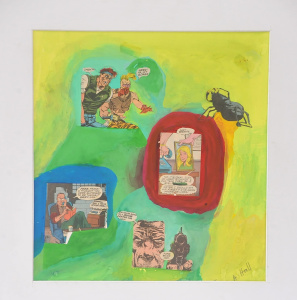 Lot 132 - Anne Marie Hall (1945 - ) Mounted Mixed media Collage - Now you're goi