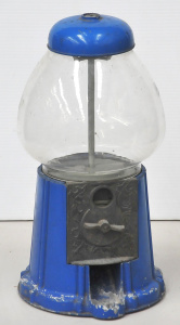 Lot 145 - Blue Taiwanese aluminium and glass table top gumball machine c1980s -
