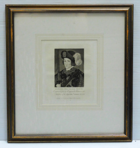 Lot 159 - Framed engraved portrait by F Blyth, 1775 of Edward the Black Prince,