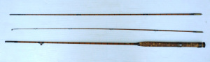 Lot 164 - Quality vintage 3-piece split cane fishing rod marked Bartleet's Hexac