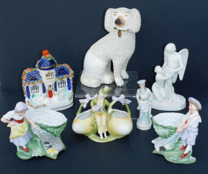 Lot 171 - Group of vintage ceramic mantle ornaments inc Victorian Staffordshire